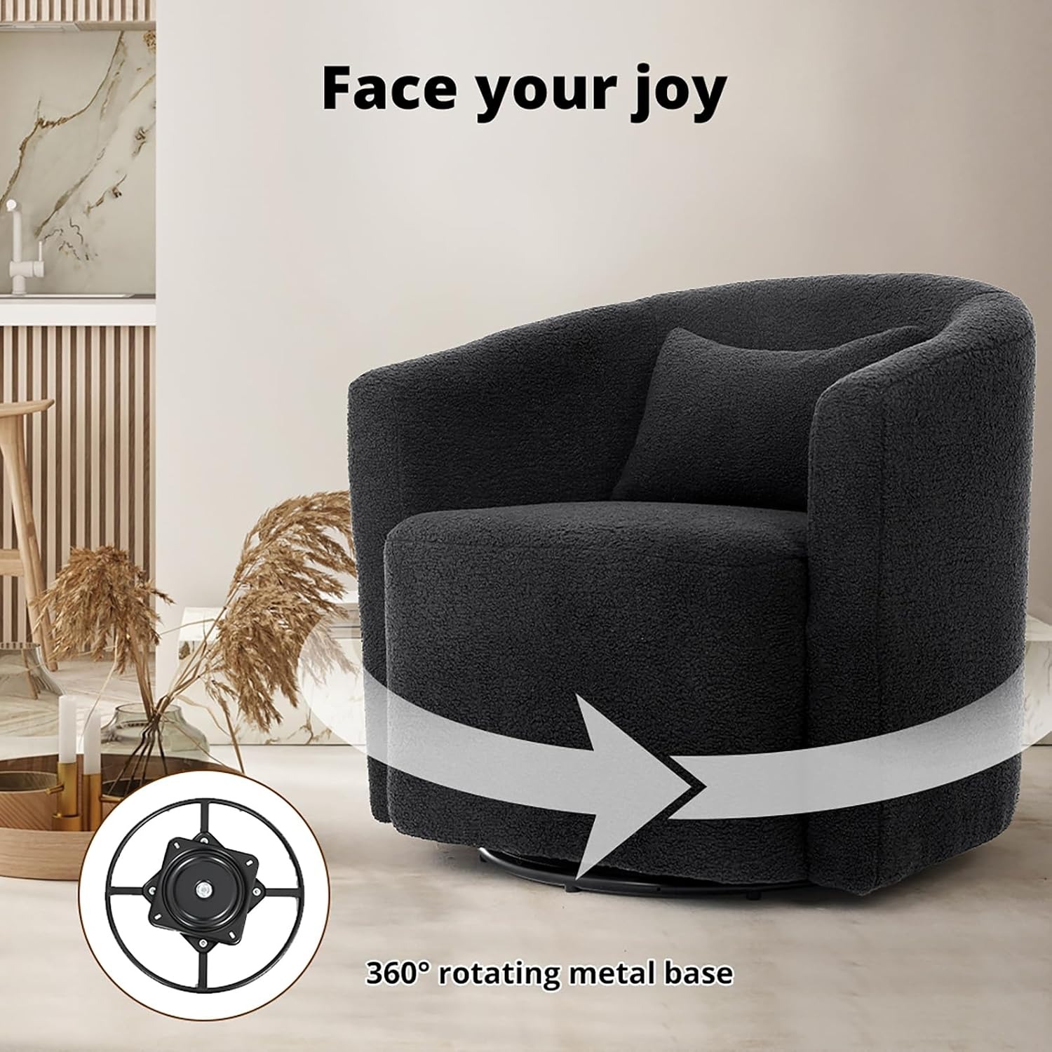 Levede Boucle Swivel Accent Chair