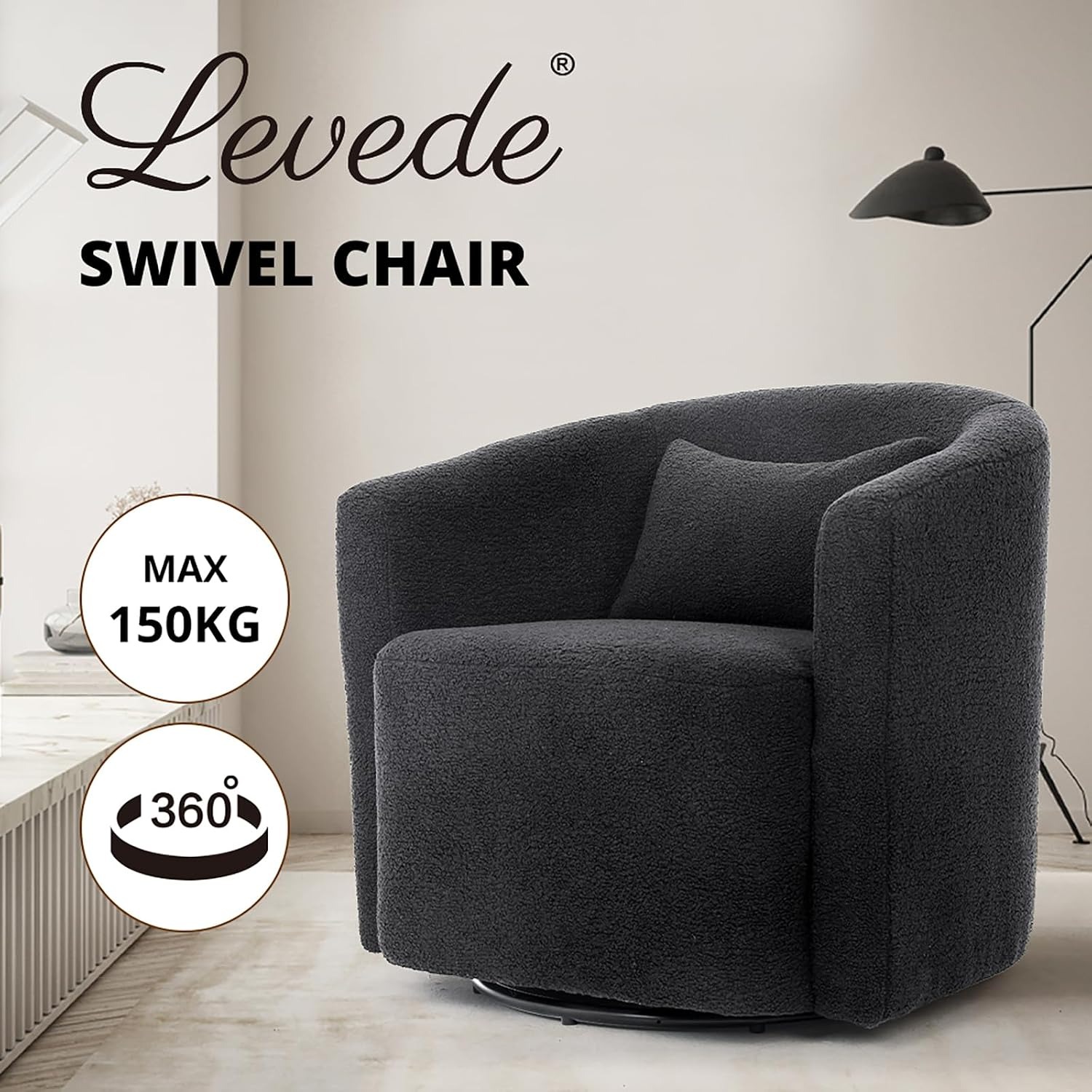 Levede Boucle Swivel Accent Chair
