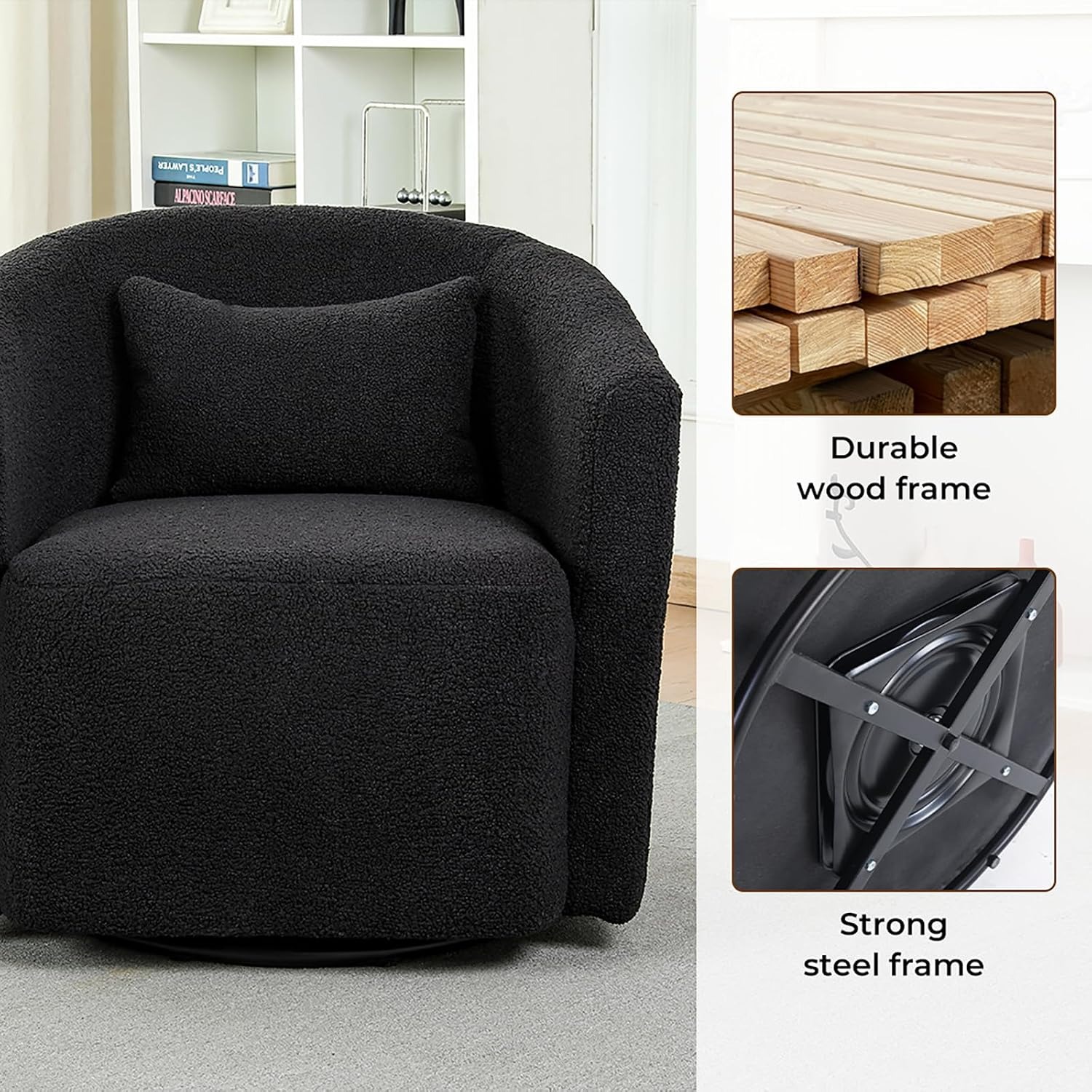 Levede Boucle Swivel Accent Chair: image 7
