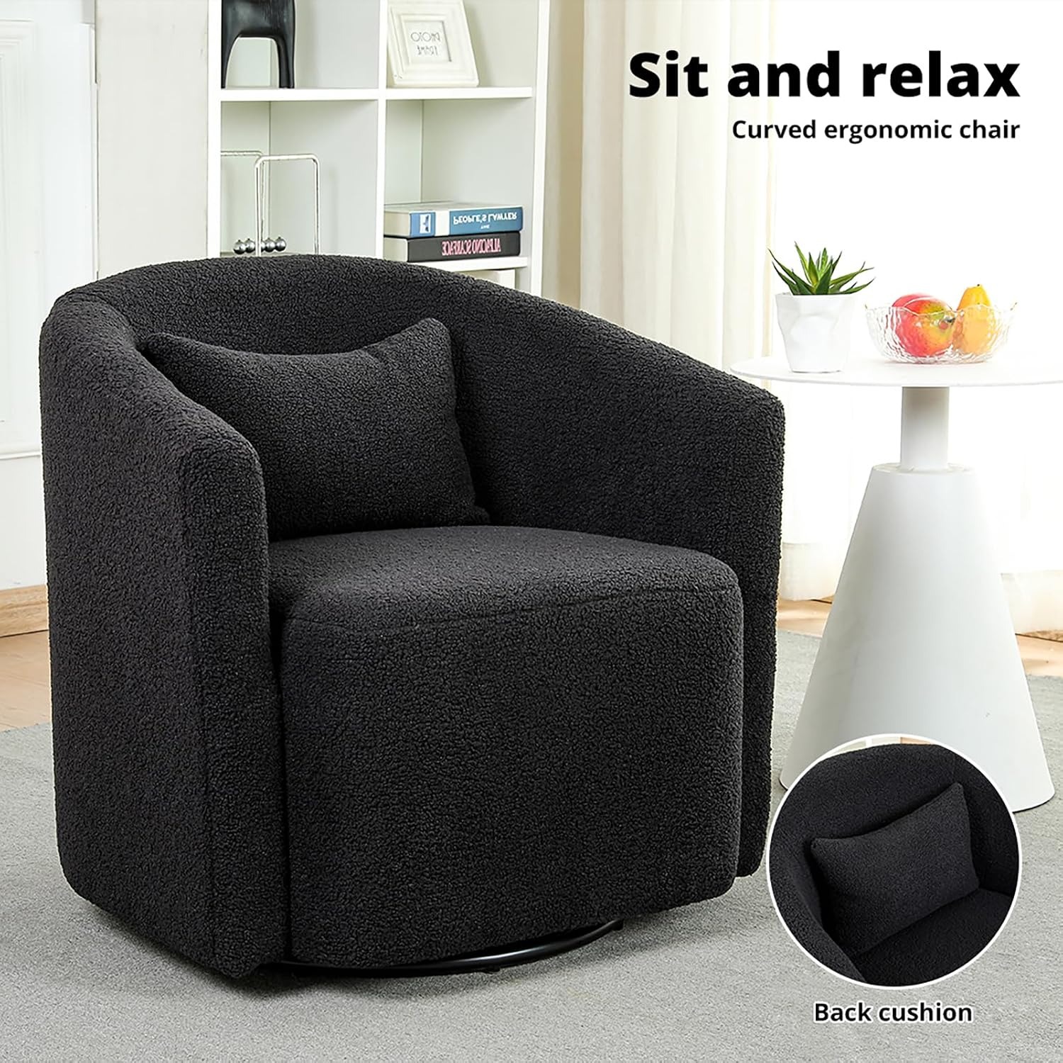 Levede Boucle Swivel Accent Chair: image 8