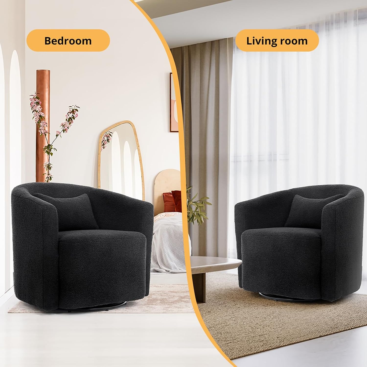 Levede Boucle Swivel Accent Chair: image 10