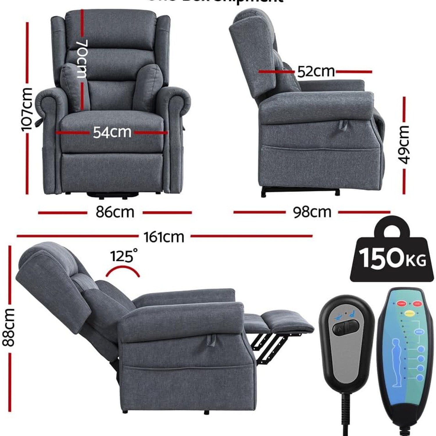 Artiss Electric Lift Massage Recliner, detail view