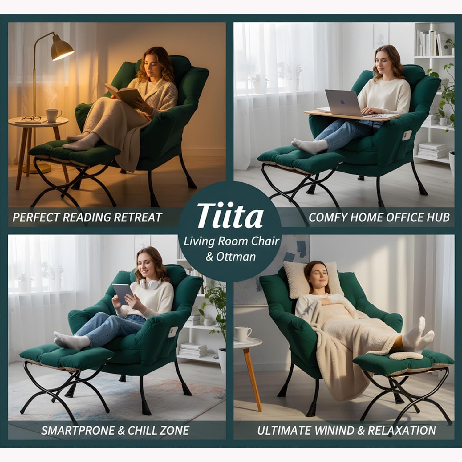 TIITA Lazy Lounge Chair with Ottoman: image 8