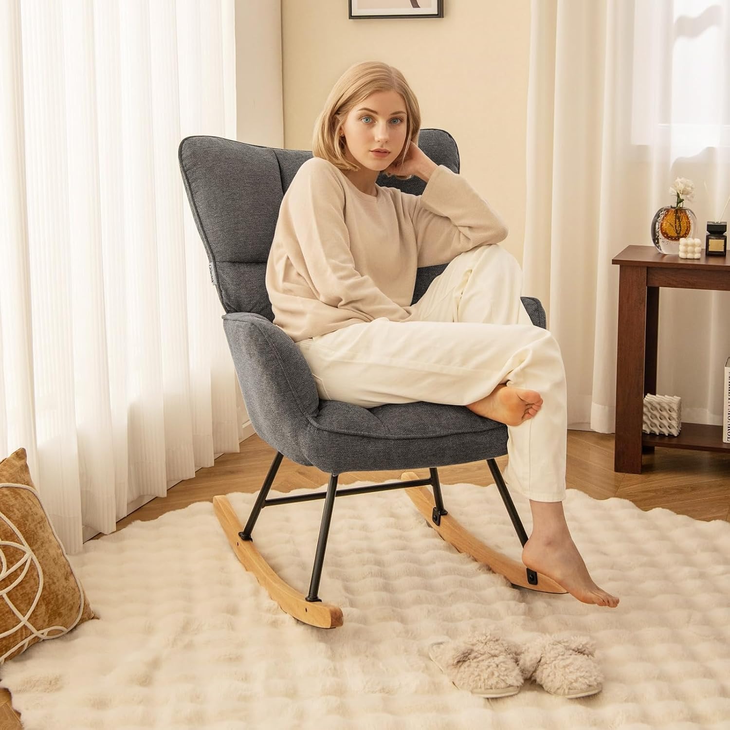 GIANTEX Linen Rocking Chair
