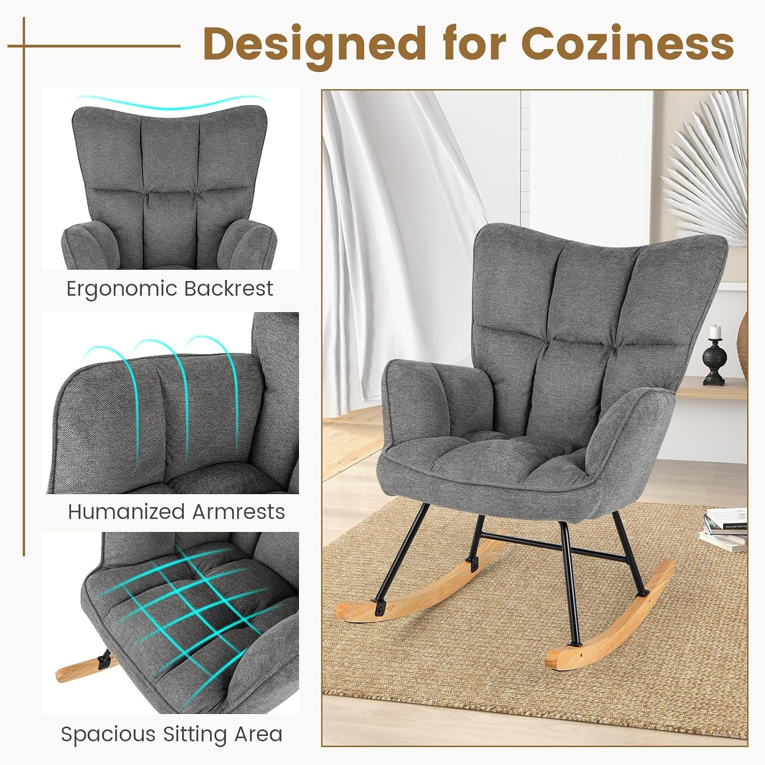 GIANTEX Linen Rocking Chair
