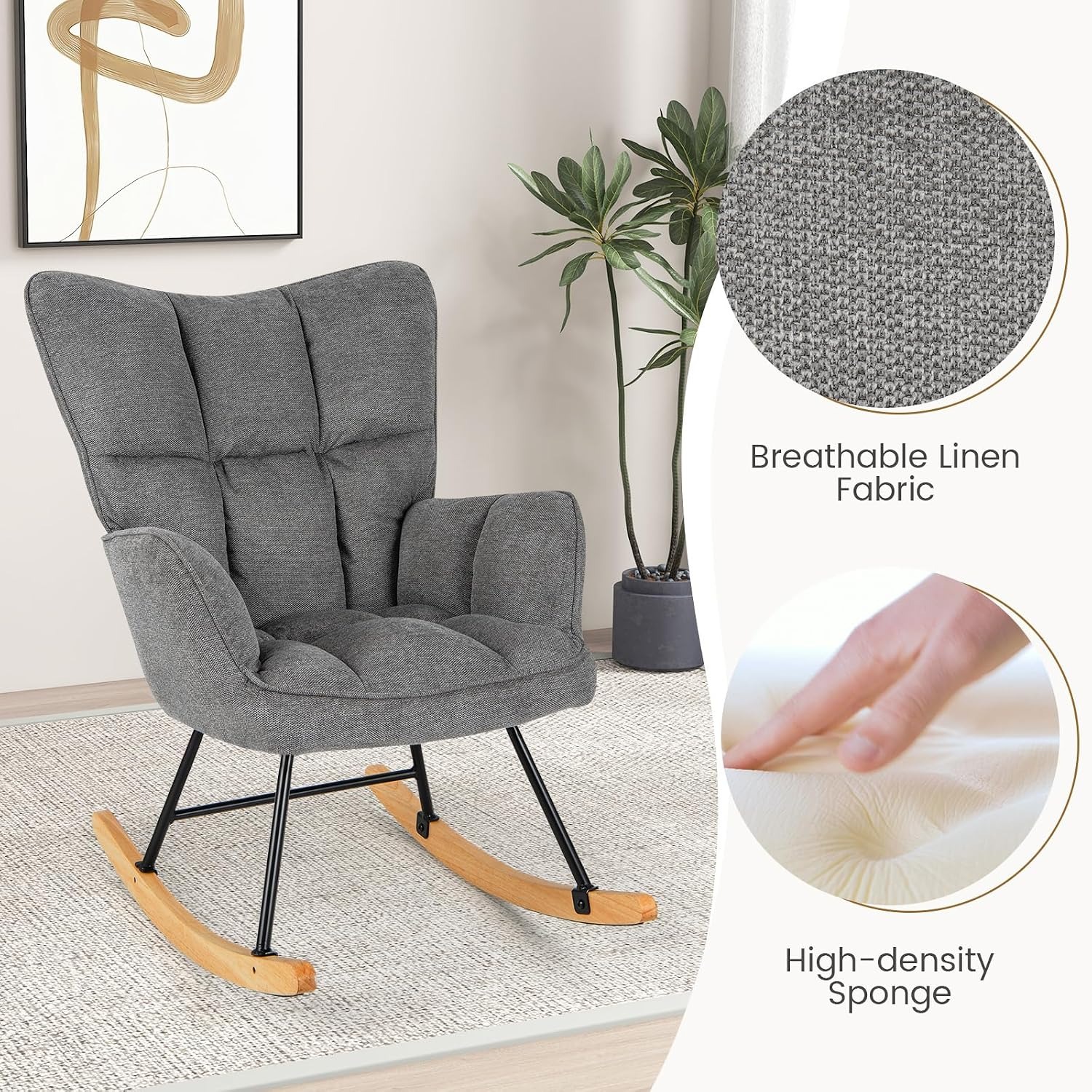 GIANTEX Linen Rocking Chair: image 7