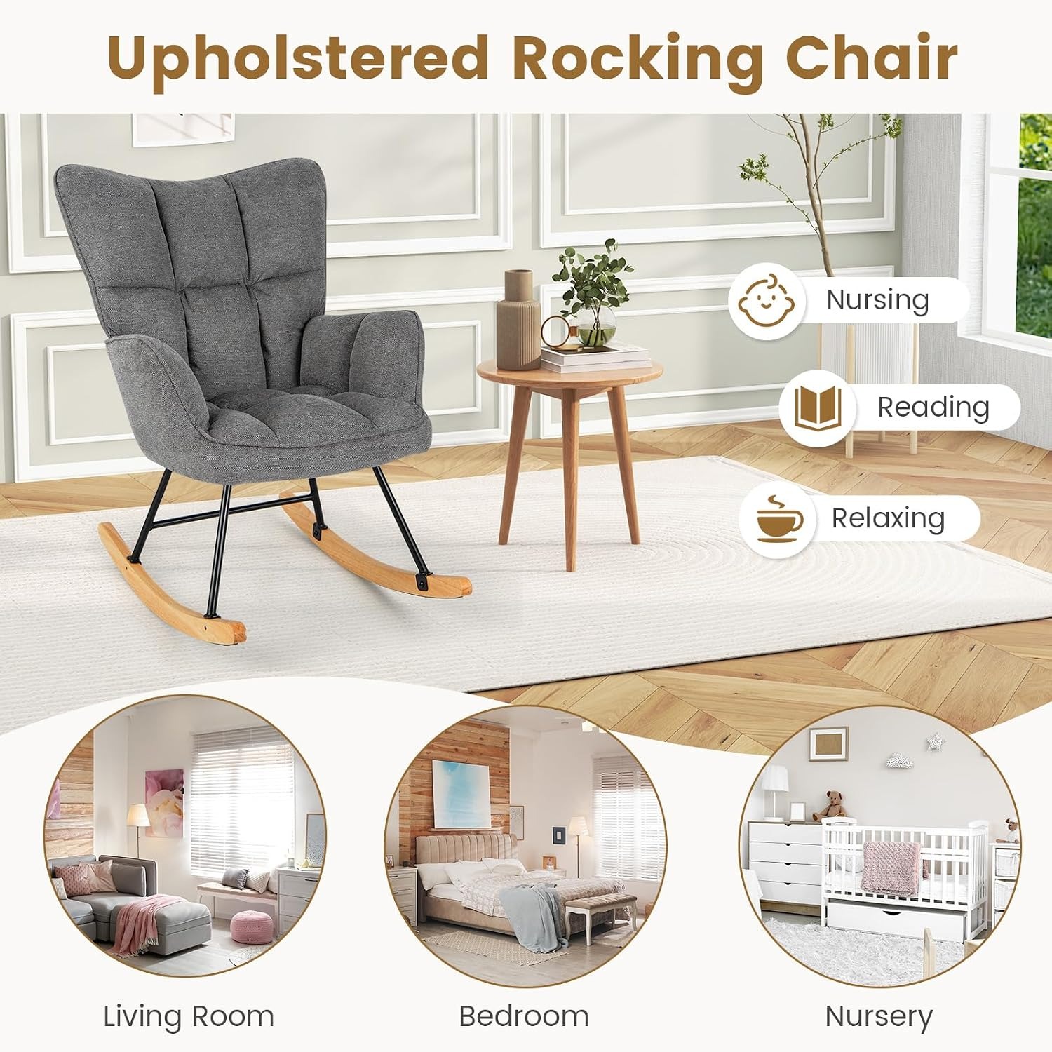 GIANTEX Linen Rocking Chair: image 9
