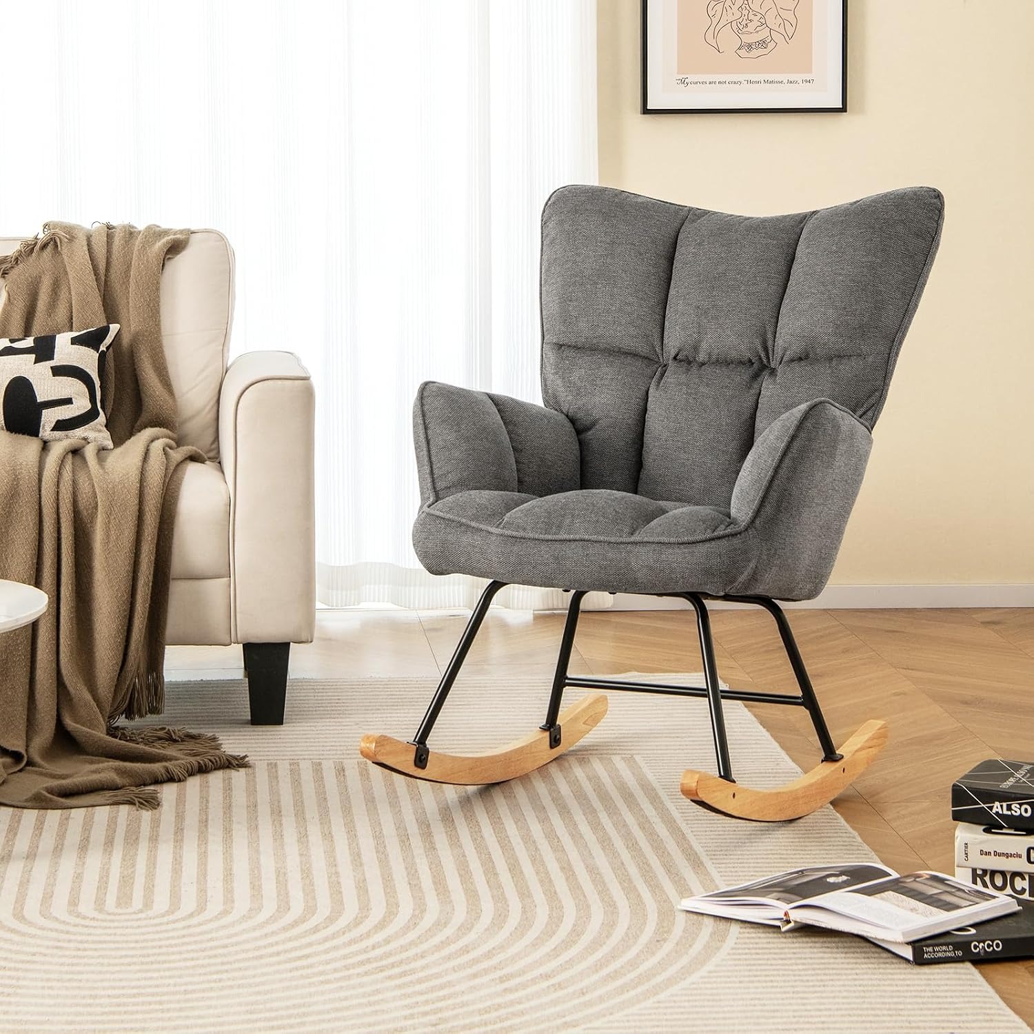 GIANTEX Linen Rocking Chair: image 10