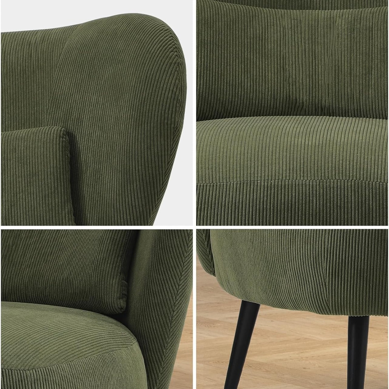 OIKITURE Green Velvet Wingback Armchair