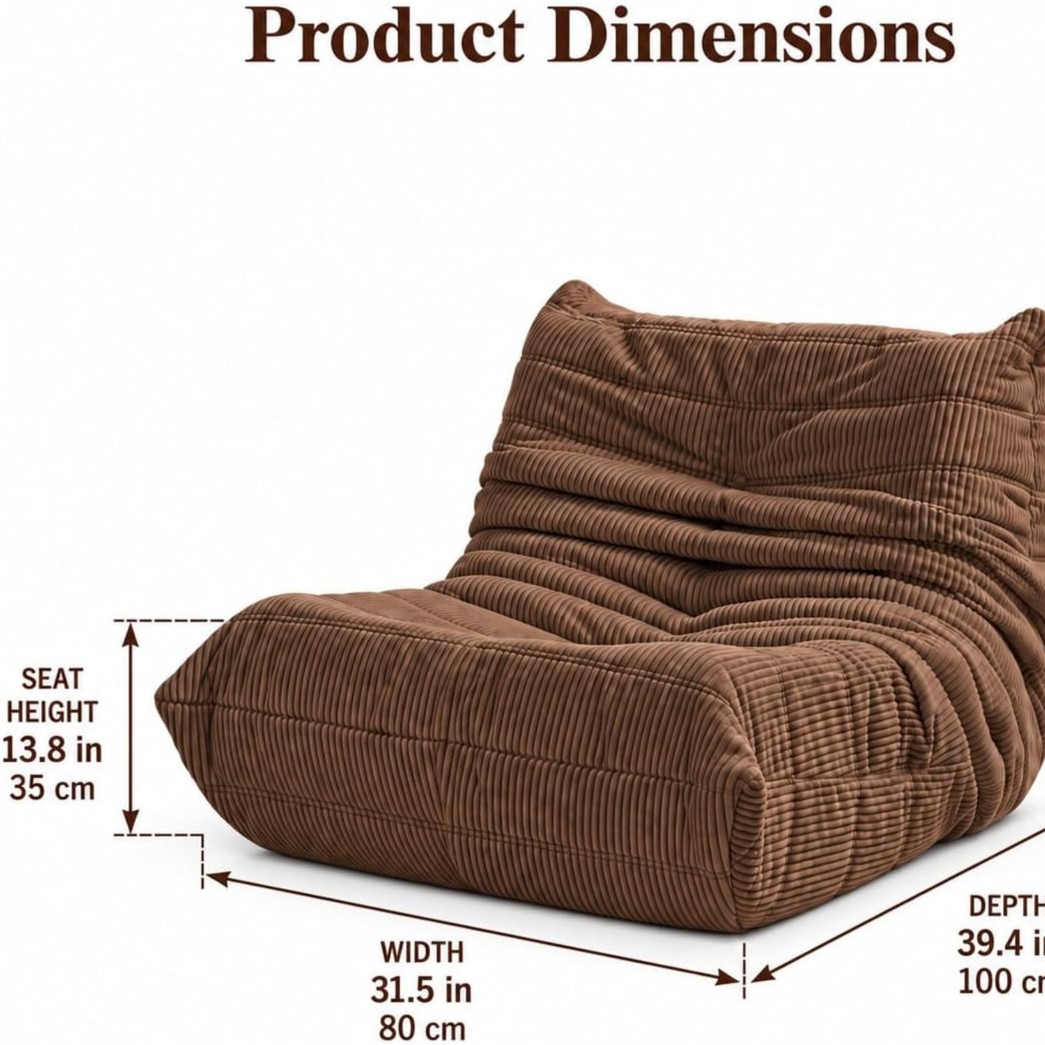 N&V Corduroy Armless Floor Sofa Chair