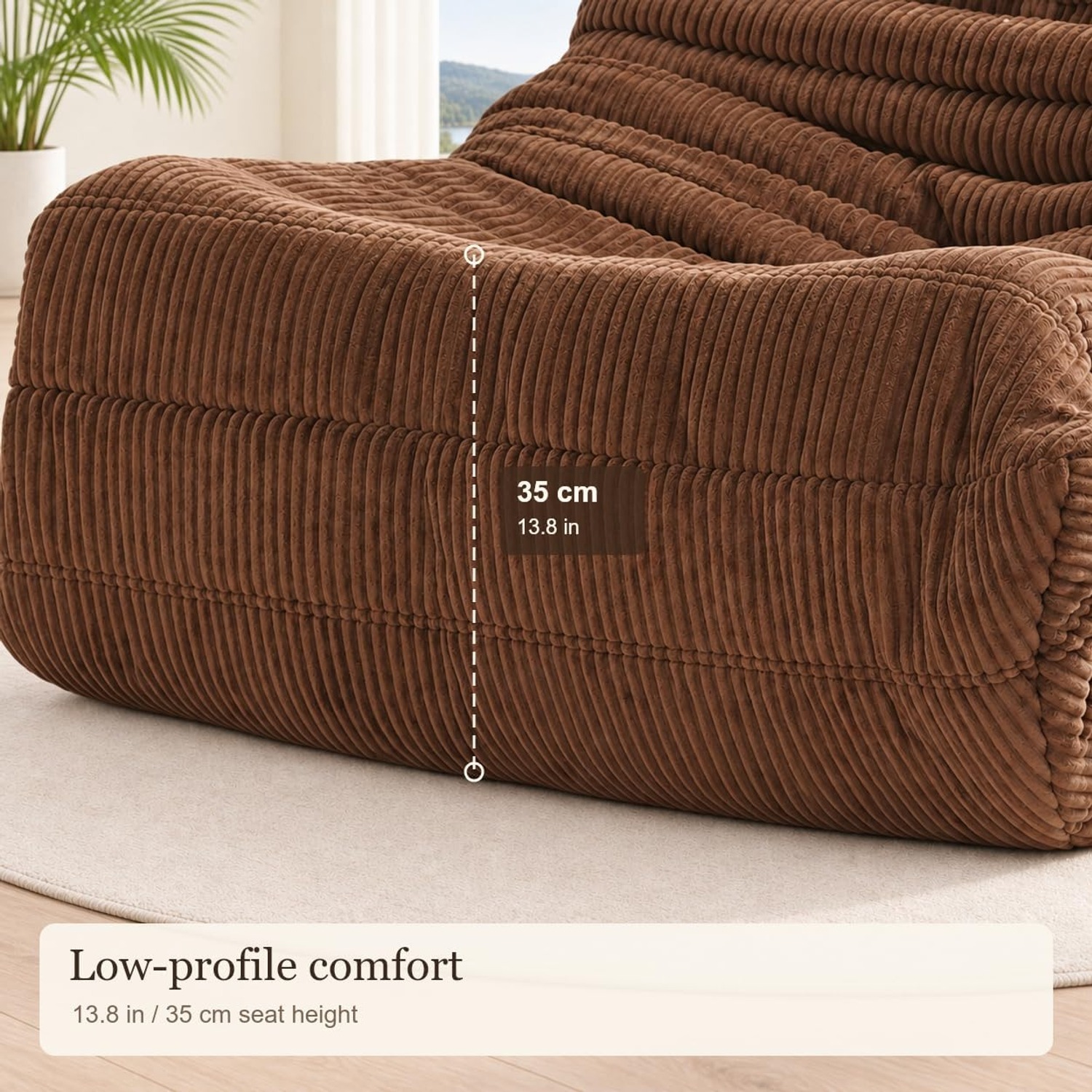 N&V Corduroy Armless Floor Sofa Chair