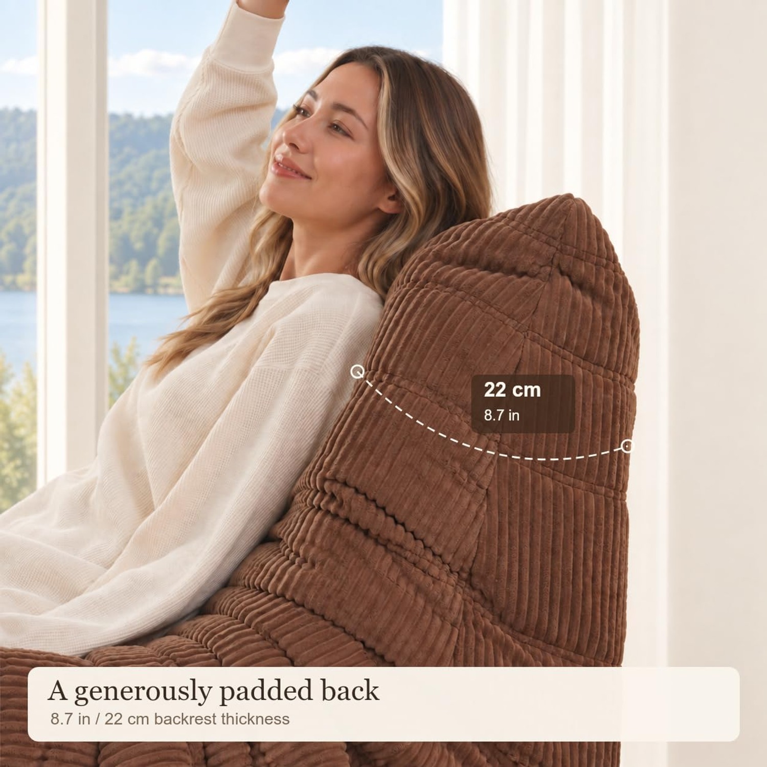 N&V Corduroy Armless Floor Sofa Chair