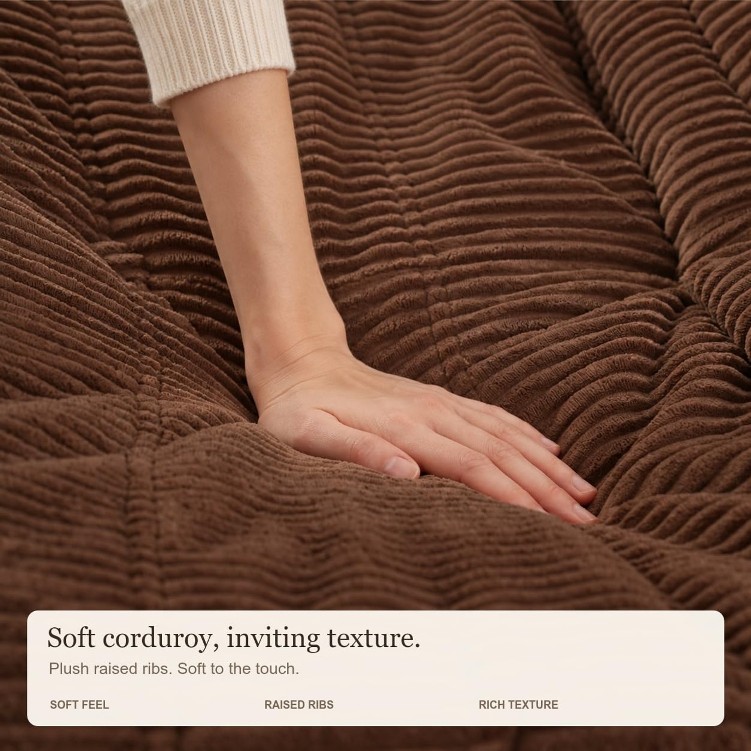 N&V Corduroy Armless Floor Sofa Chair