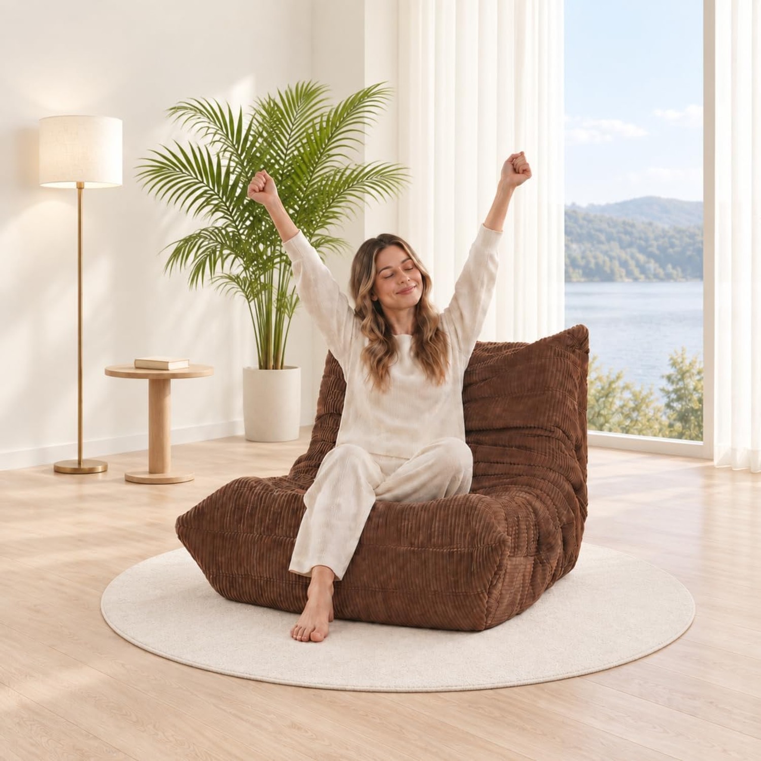 N&V Corduroy Armless Floor Sofa Chair: image 8