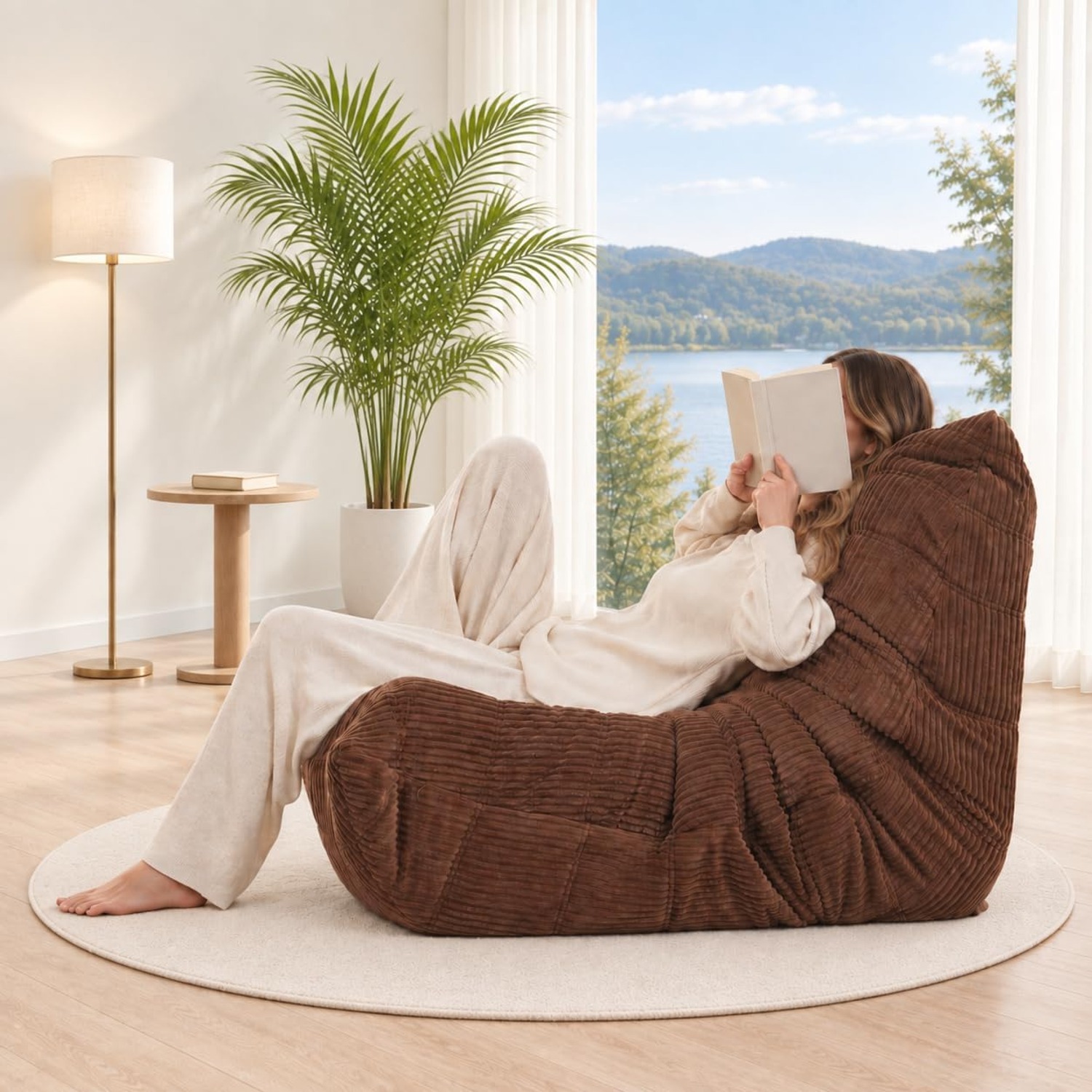 N&V Corduroy Armless Floor Sofa Chair: image 9