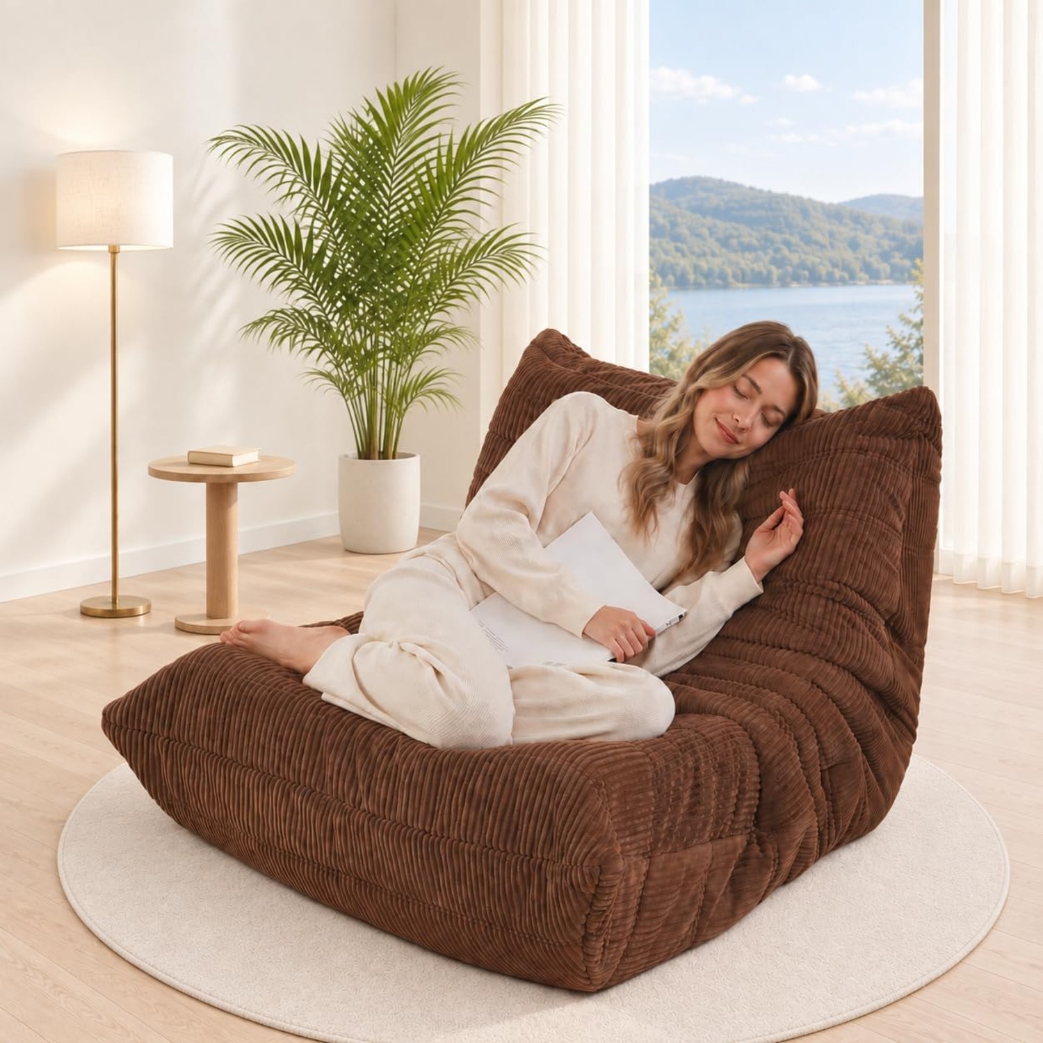 N&V Corduroy Armless Floor Sofa Chair: image 10