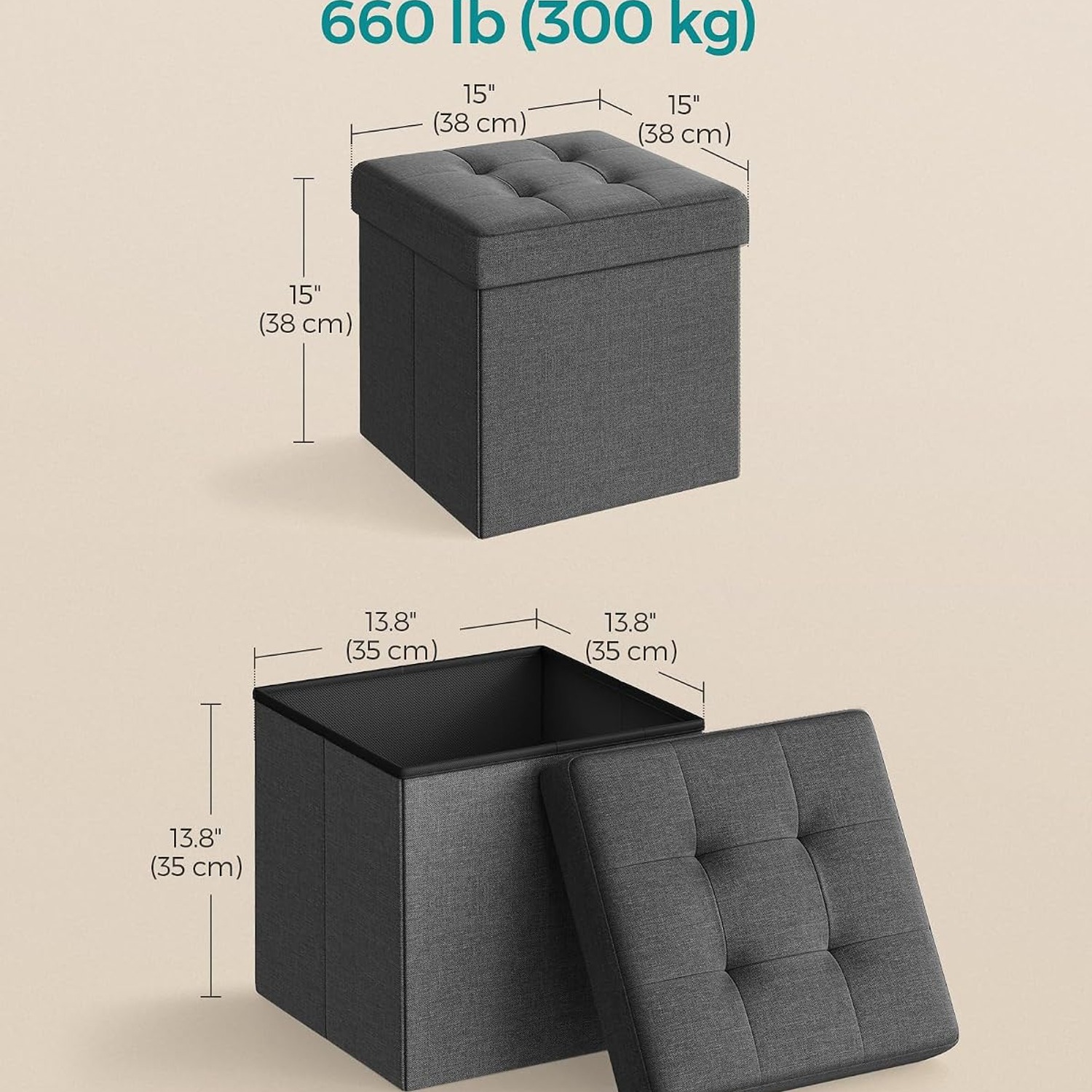SONGMICS Folding Storage Ottoman