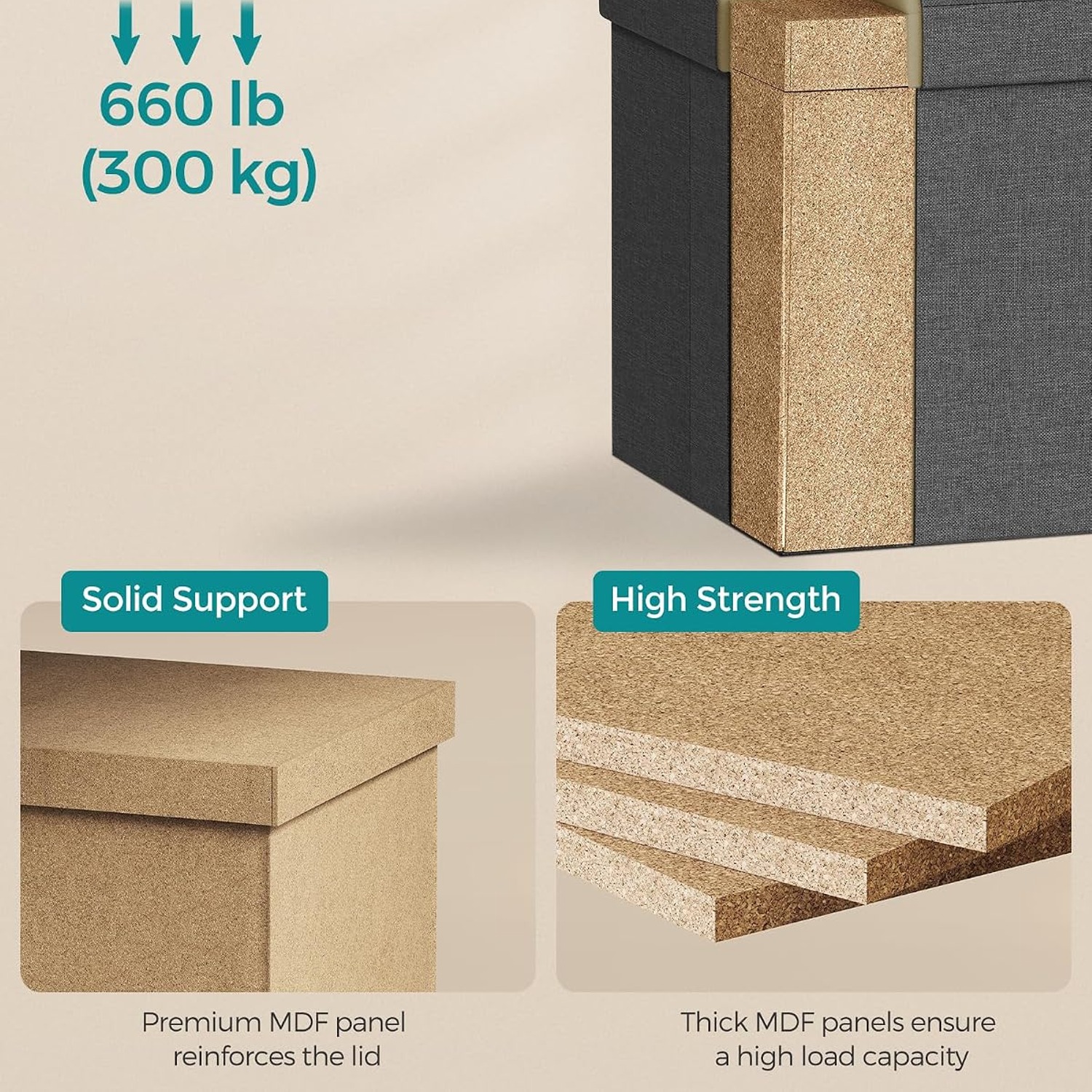 SONGMICS Folding Storage Ottoman