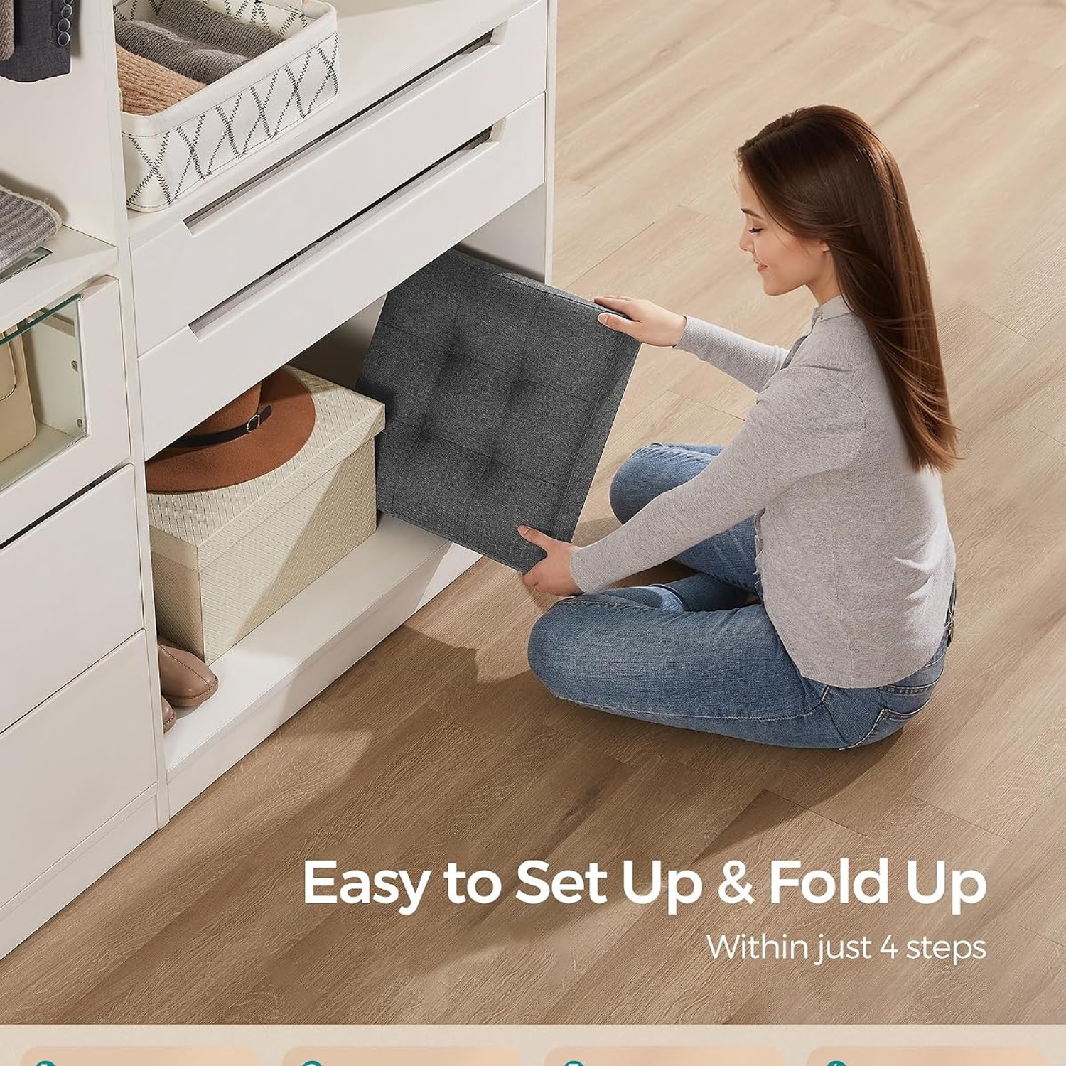 SONGMICS Folding Storage Ottoman: image 7