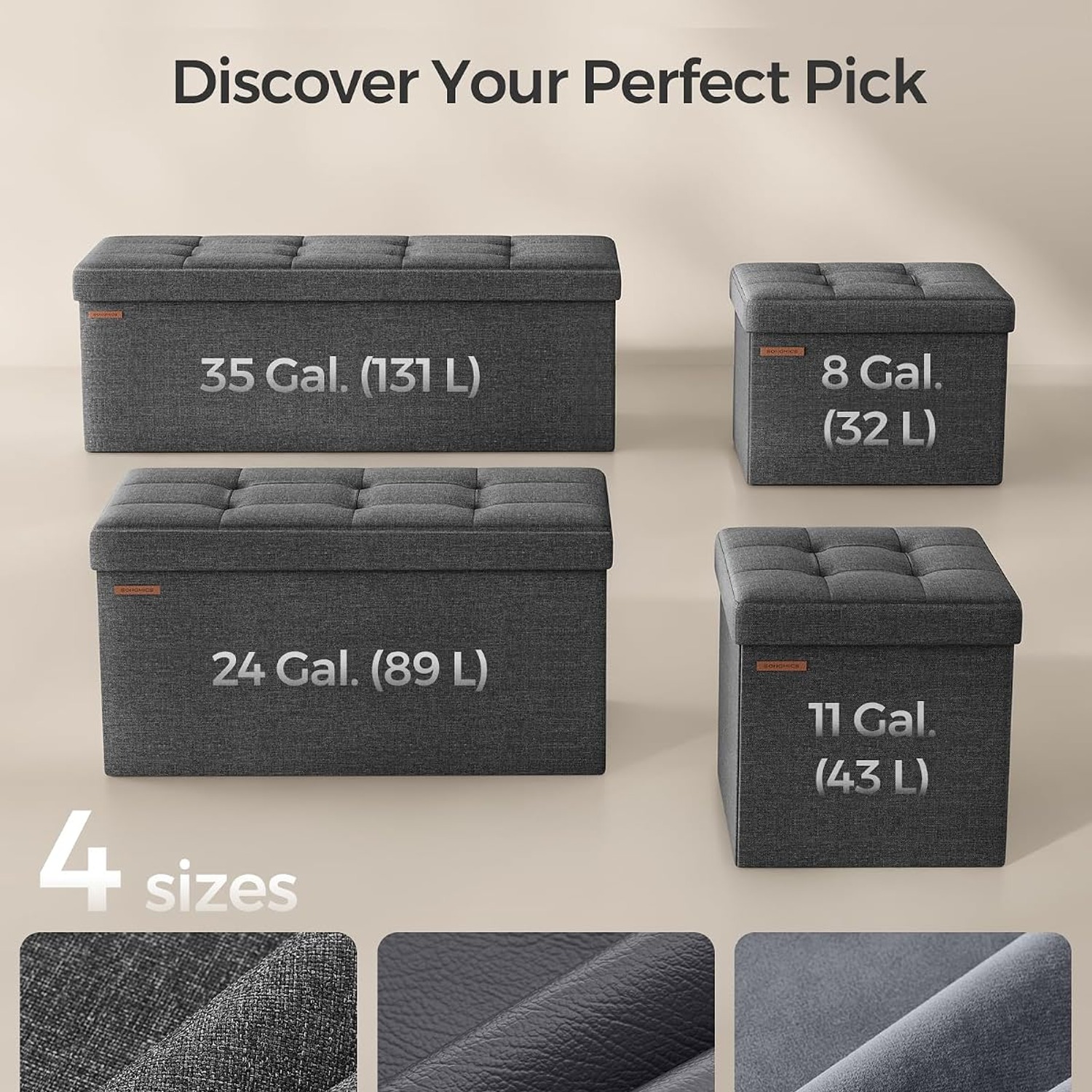 SONGMICS Folding Storage Ottoman: image 8