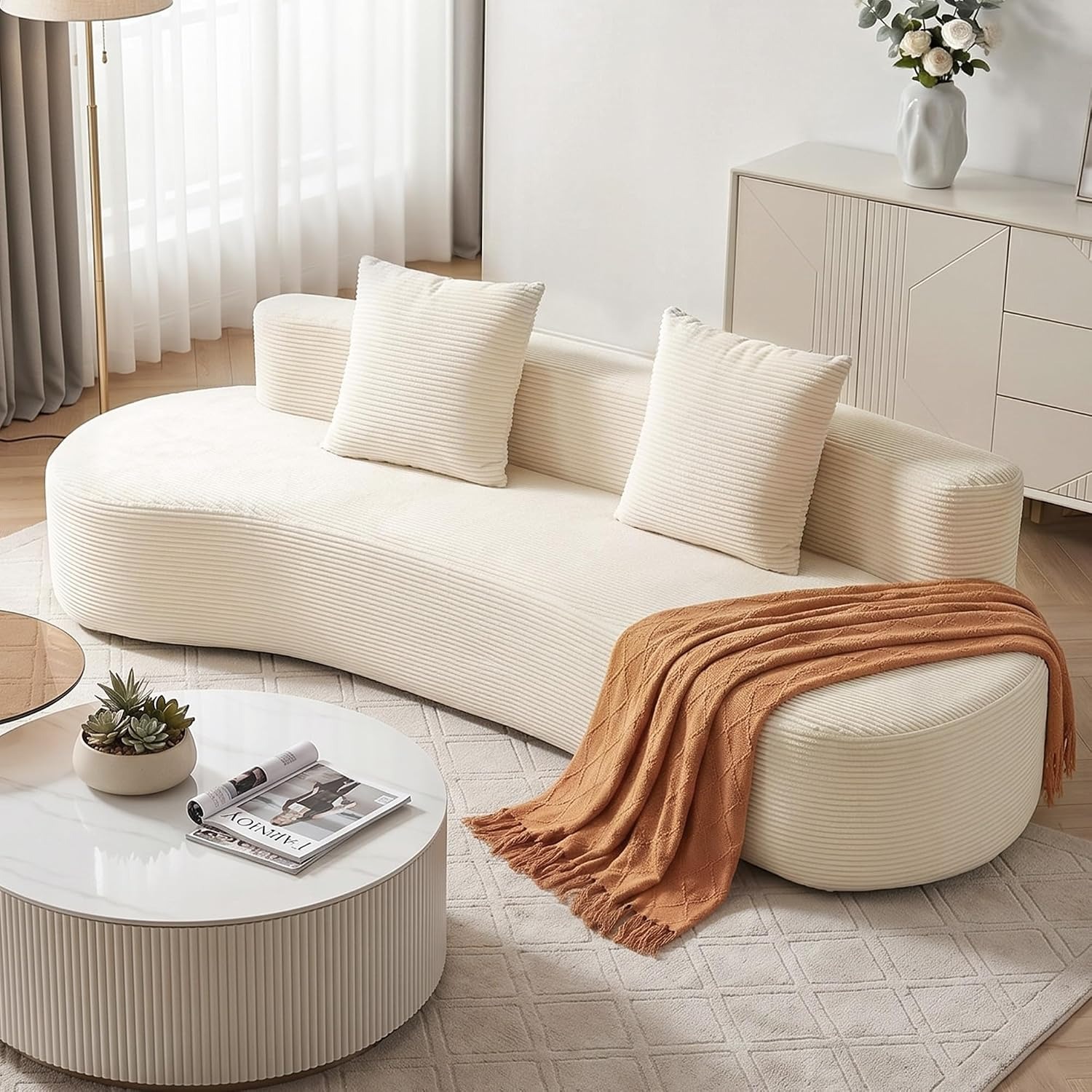 Artiss Folding Floor Sofa Bed, 2 Seater Corduroy Convertible Lounge in Grey