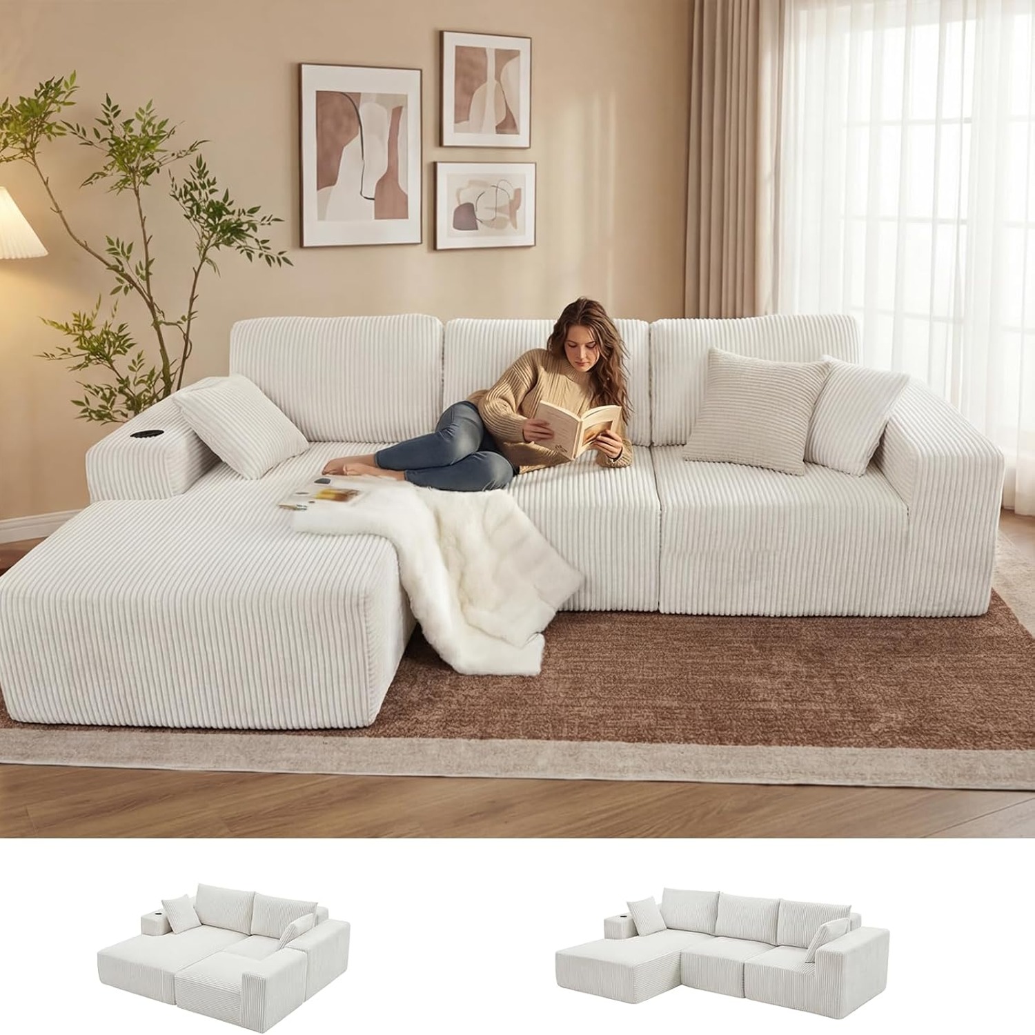 L-Shaped Modular Lounge with Left-Facing Chaise