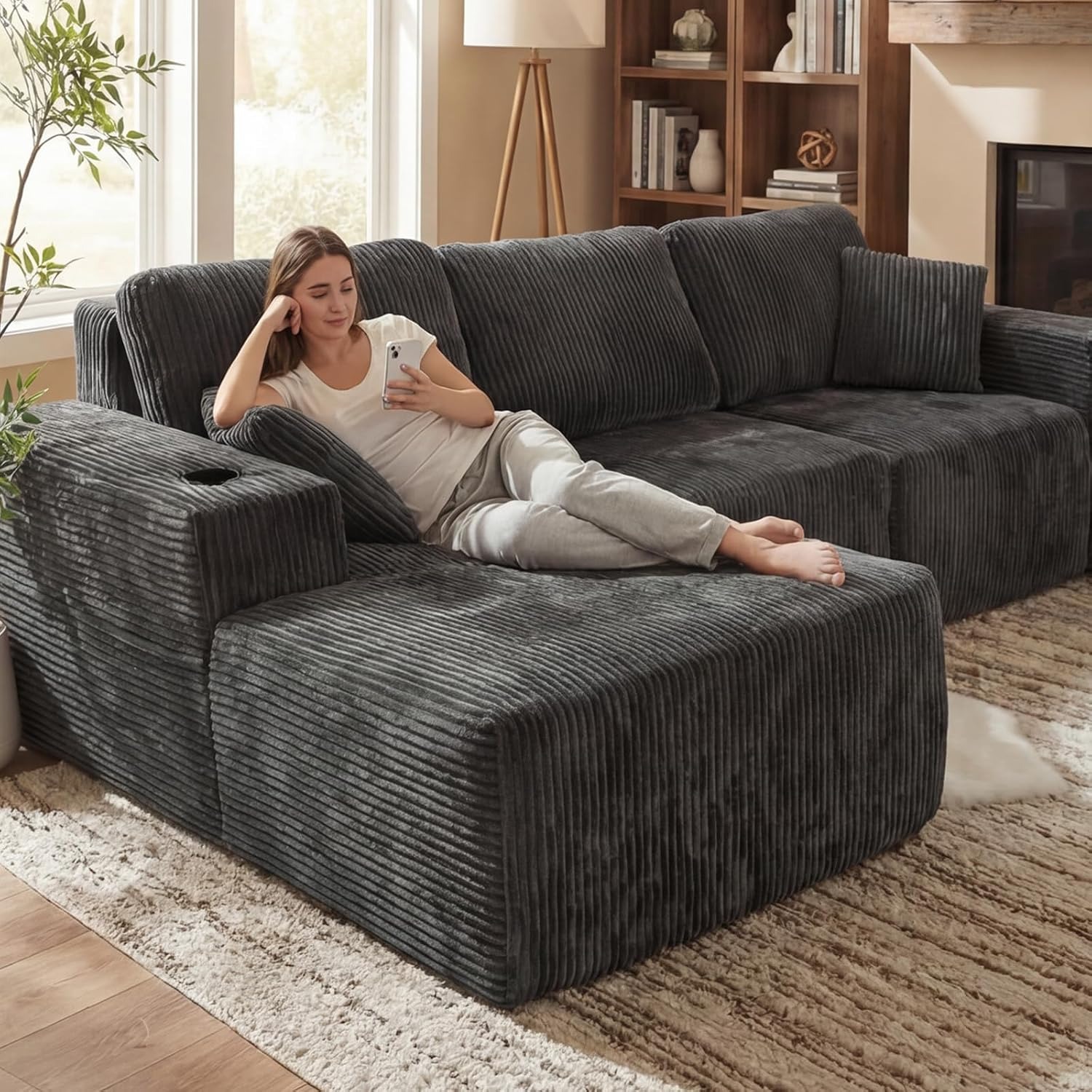 L-Shaped Modular Lounge with Left-Facing Chaise