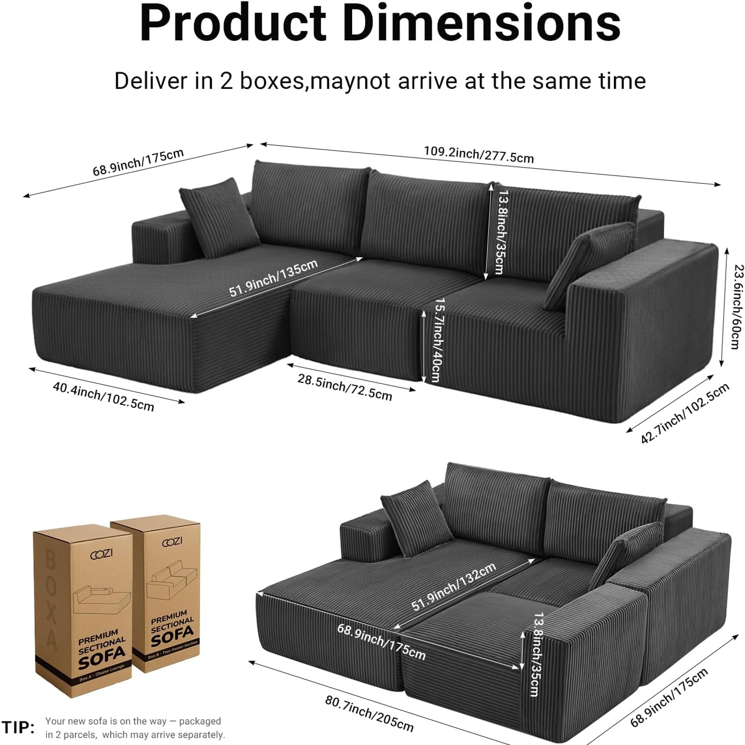 L-Shaped Modular Lounge with Left-Facing Chaise