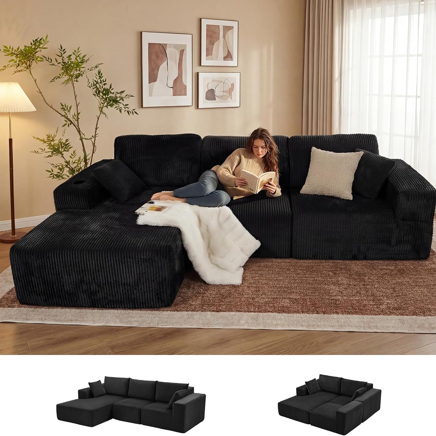 L-Shaped Modular Lounge with Left-Facing Chaise: image 10