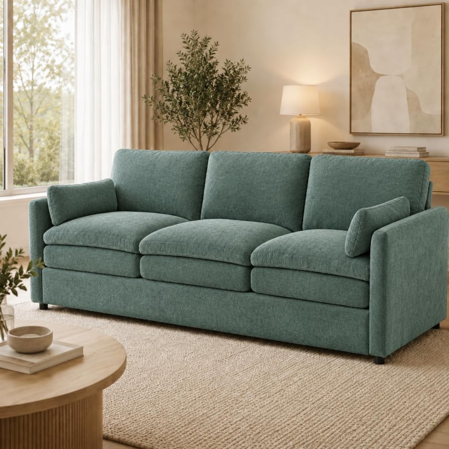Three Seater Chenille Fabric Lounge