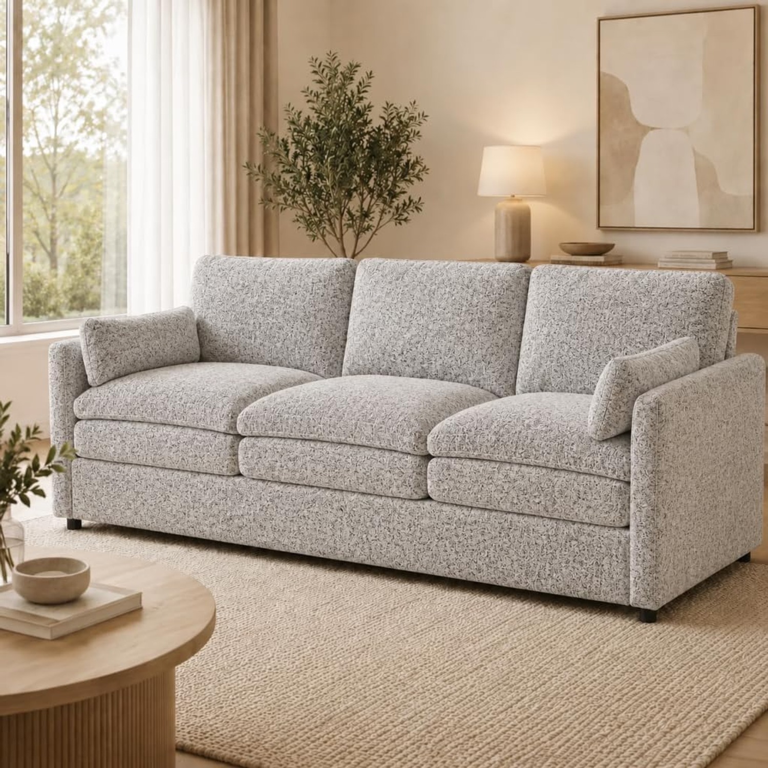Three Seater Chenille Fabric Lounge