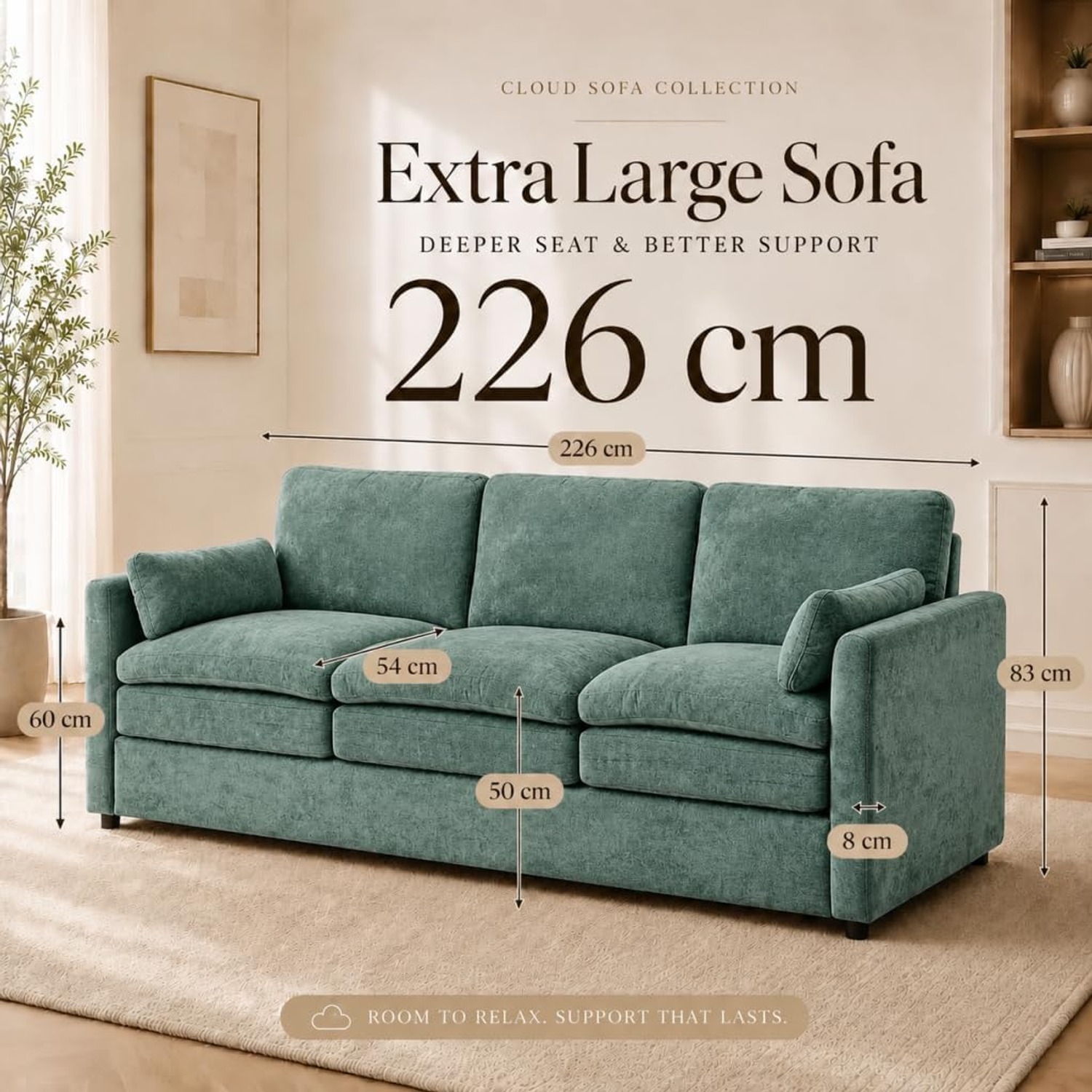 Three Seater Chenille Fabric Lounge