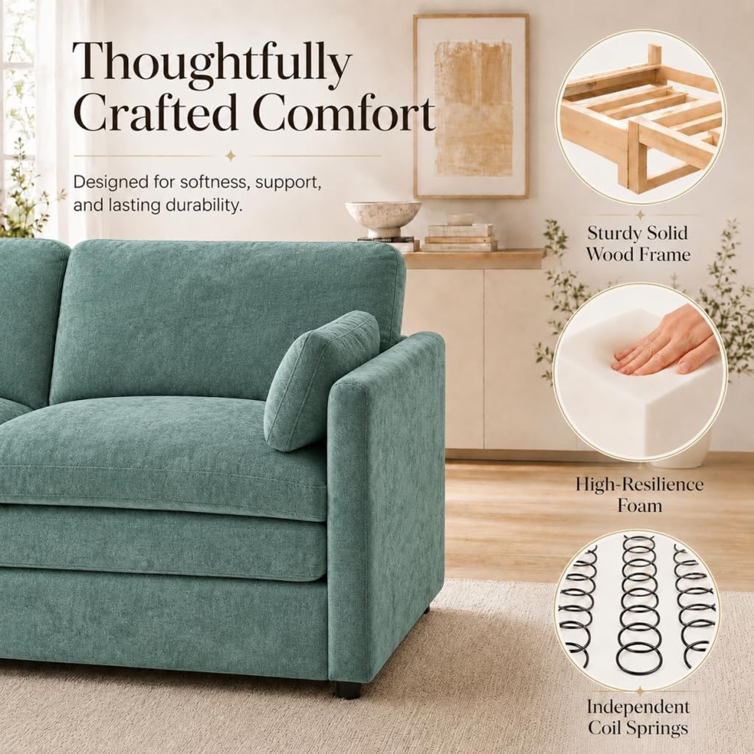 Three Seater Chenille Fabric Lounge