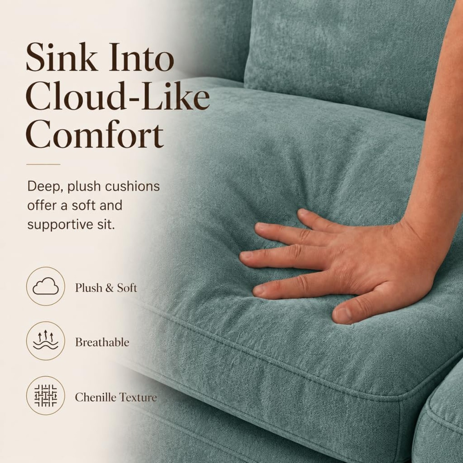 Three Seater Chenille Fabric Lounge