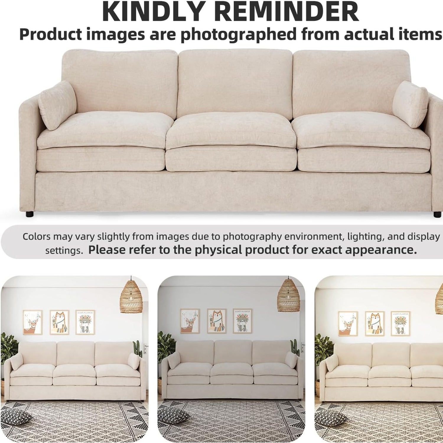 3 Seater Sofa Bed with Chenille Upholstery and Pull Out Sleeper: image 8