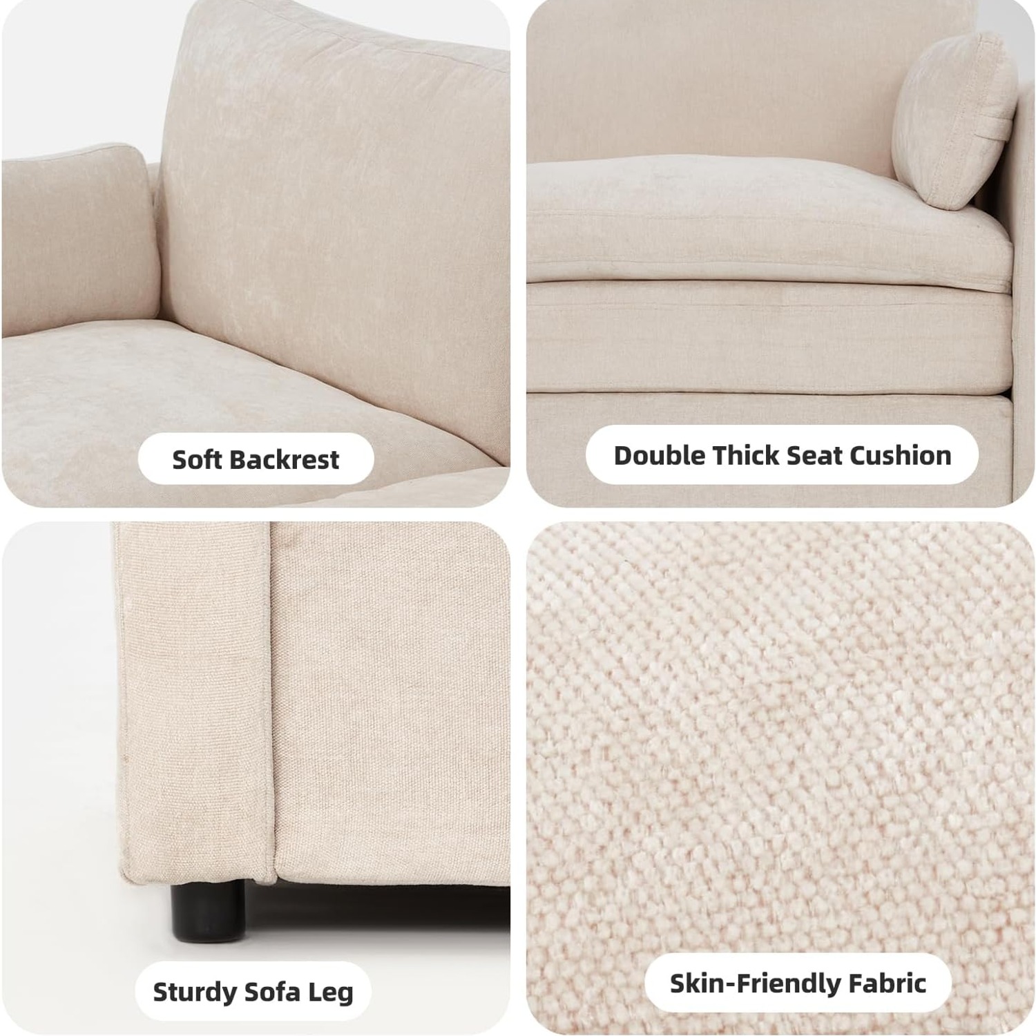 3 Seater Sofa Bed with Chenille Upholstery and Pull Out Sleeper: image 9