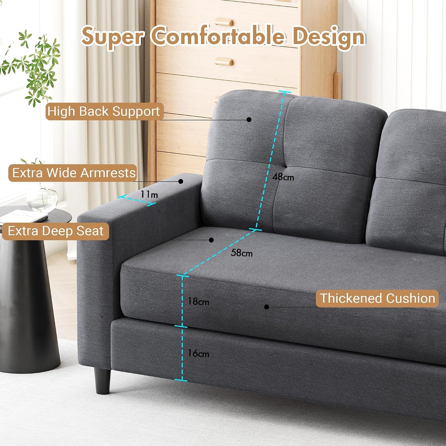 Two Seater Linen Loveseat Sofa