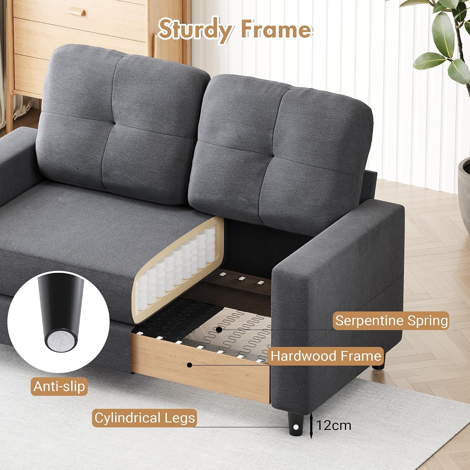 Two Seater Linen Loveseat Sofa
