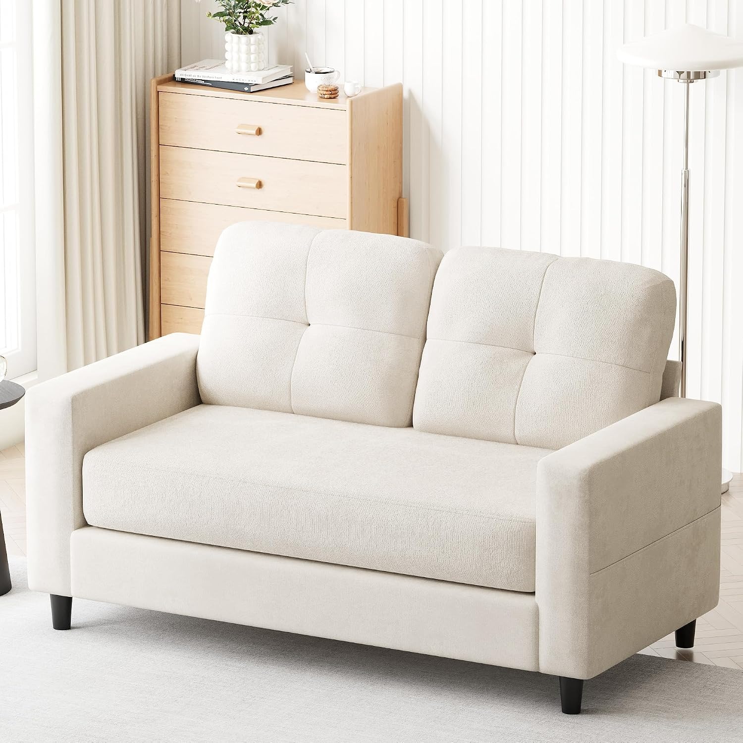 Two Seater Linen Loveseat Sofa: image 7