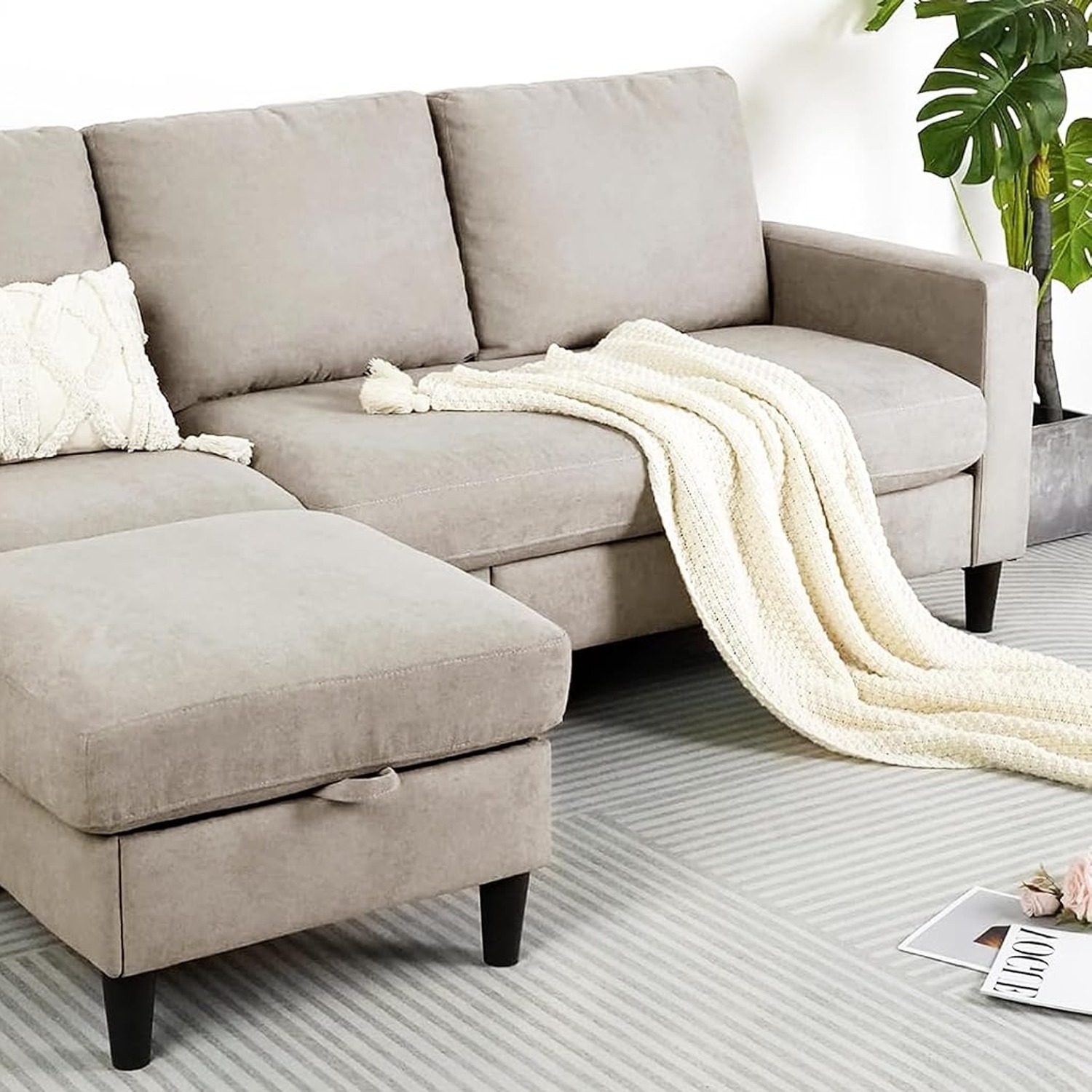 Two Seater Linen Loveseat Sofa: image 8