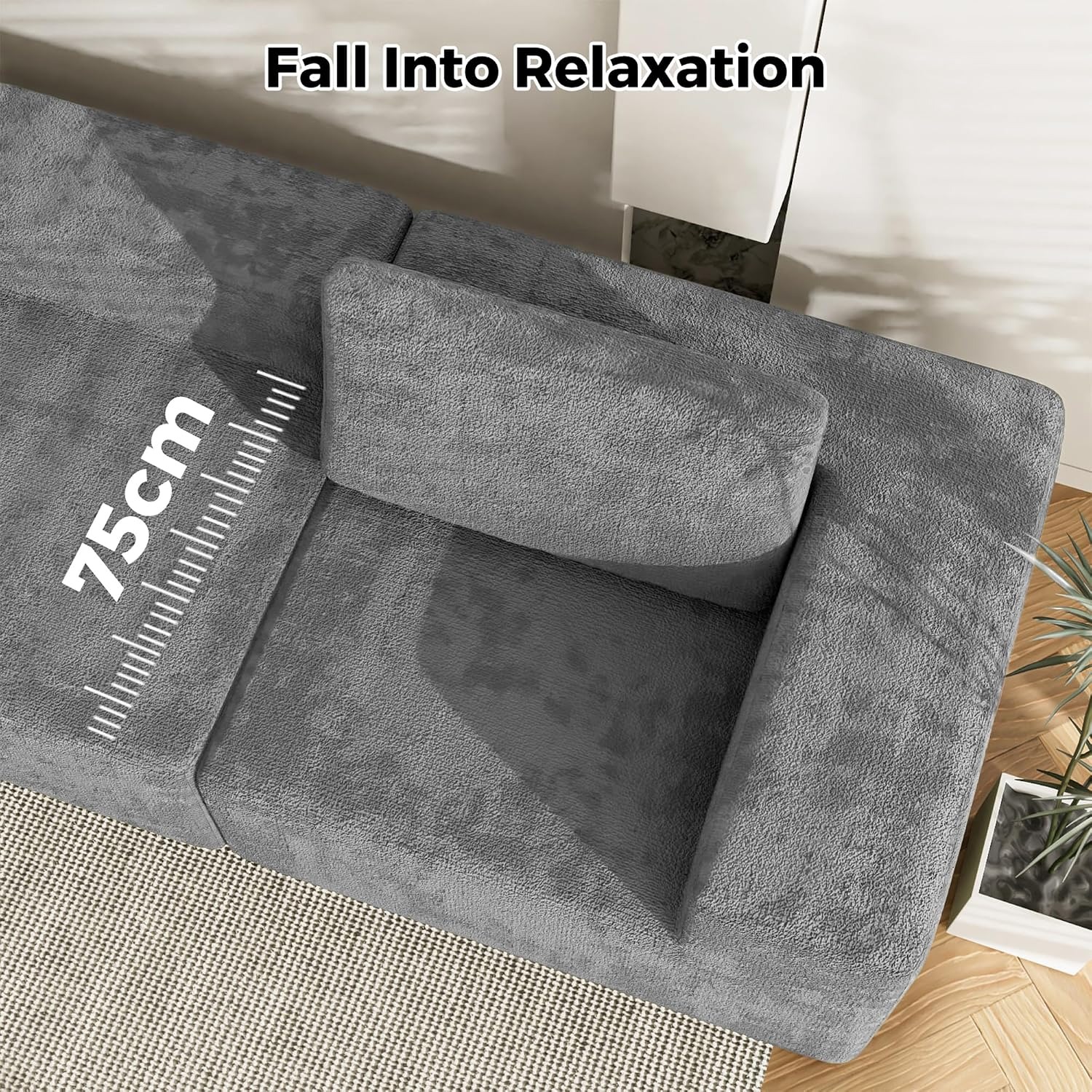 U Shaped Sectional Lounge 5 Seater Modular Chenille Sofa