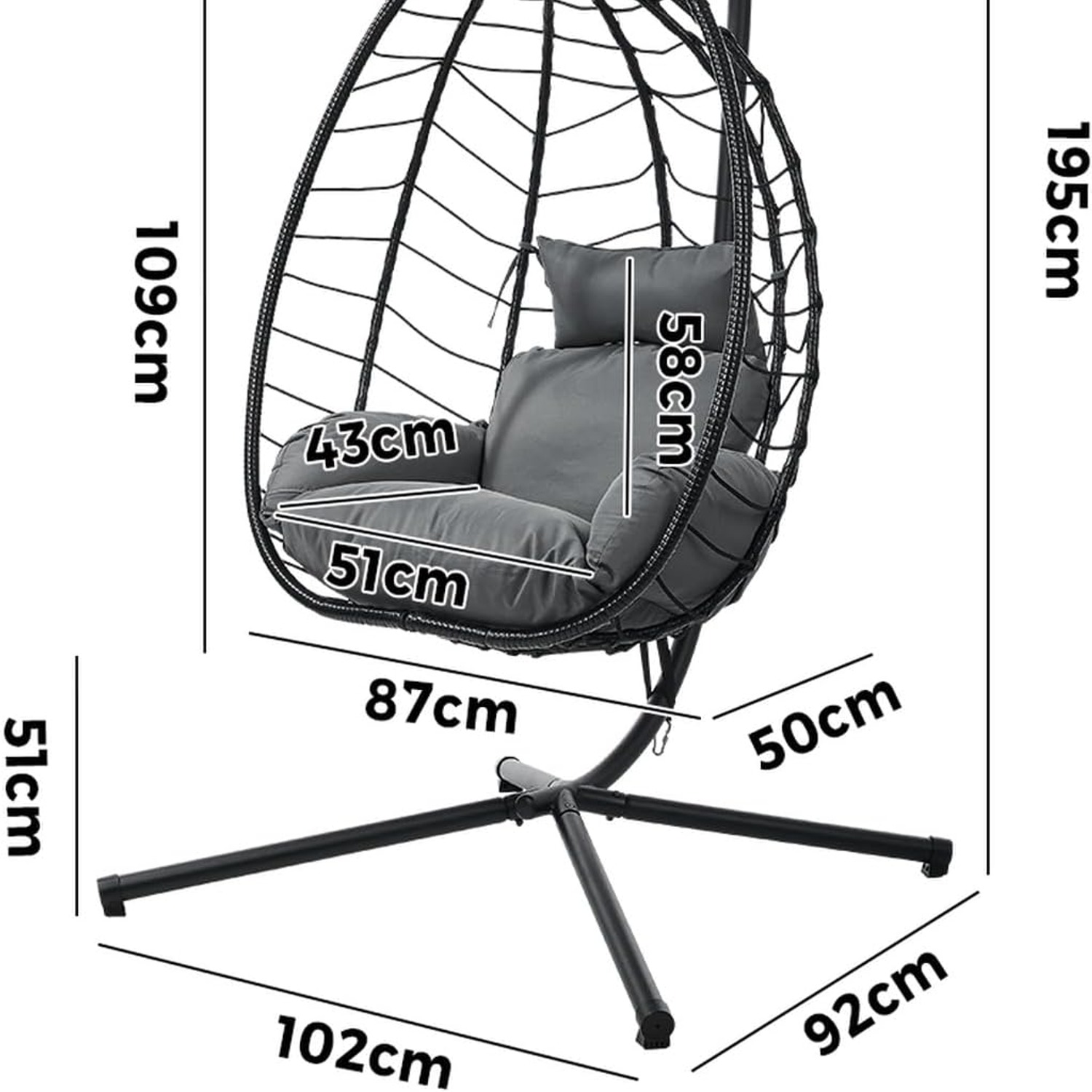 LI LIVSIP Hanging Egg Chair with Stand