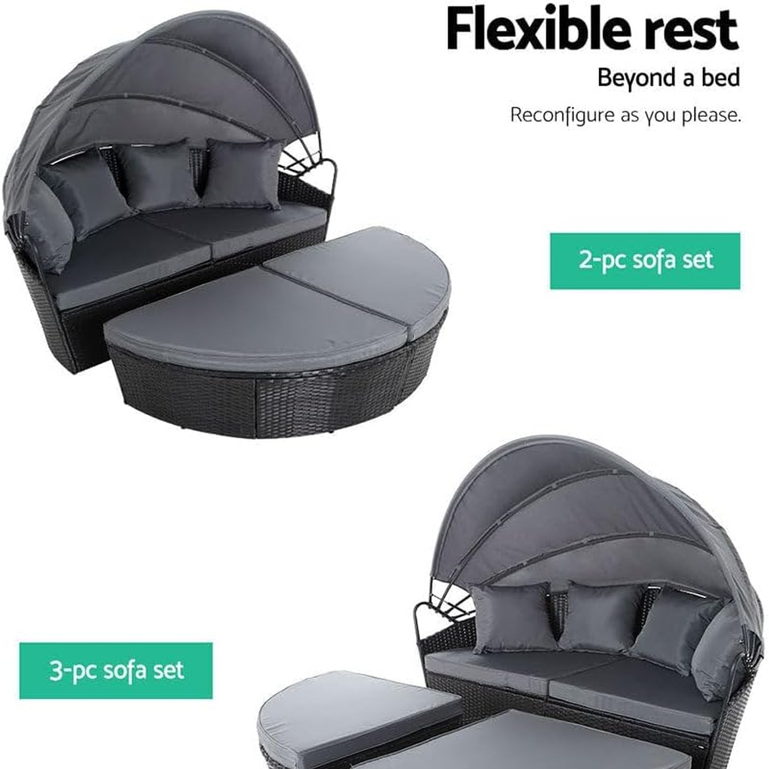 Gardeon Modular Wicker Outdoor Day Bed: image 7