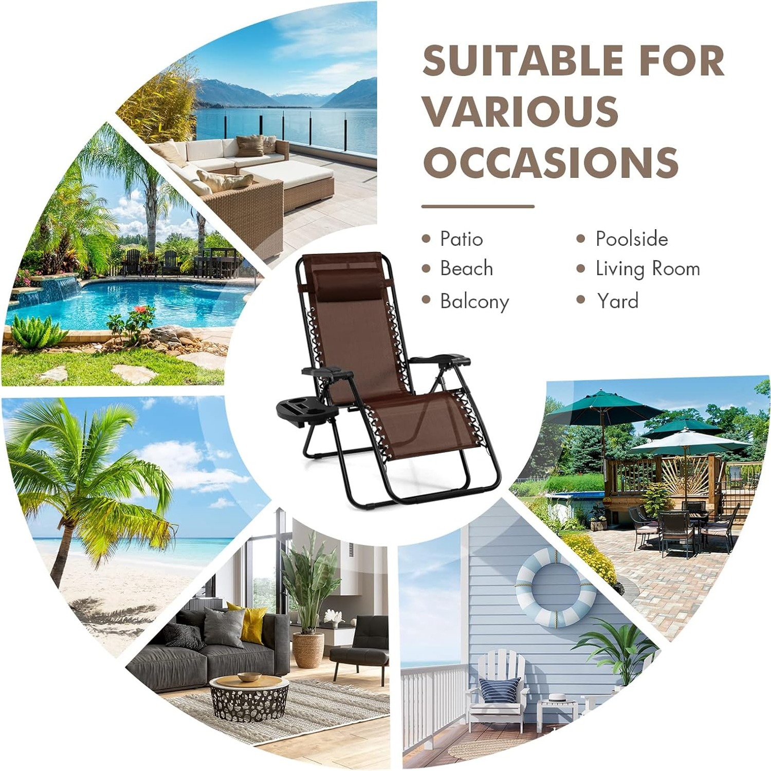 Costway Folding Zero Gravity Lounge Chair: image 8